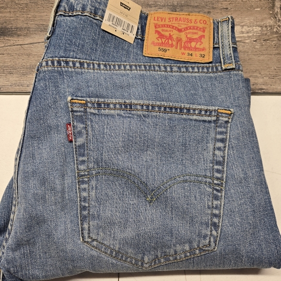 Levi's 559 Jeans Men's 34x32 Relaxed Straight Stretch Blue Denim 5 Pocket NEW - Picture 1 of 5
